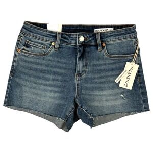 BlankNYC Essex Denim Shorts Blue Stretch Distressed Rolled Hem‎ Size 28 NWT
